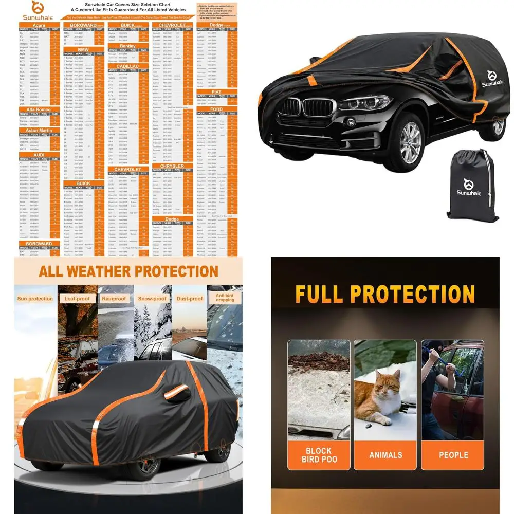 

Universal SUV Car Cover, Waterproof & UV-Protected, Weather-Resistant, Snow & Sun Protection with Door Zipper, Fits Up to 194