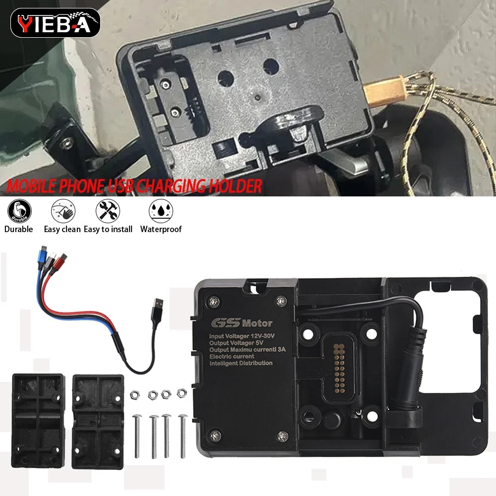 GS800 12MM Crossbar Phone Navigation Holder Handheld Gps Navigator USB Charger For BMW R1200GS R1250 GS Africa Twin CRF1000L ADV