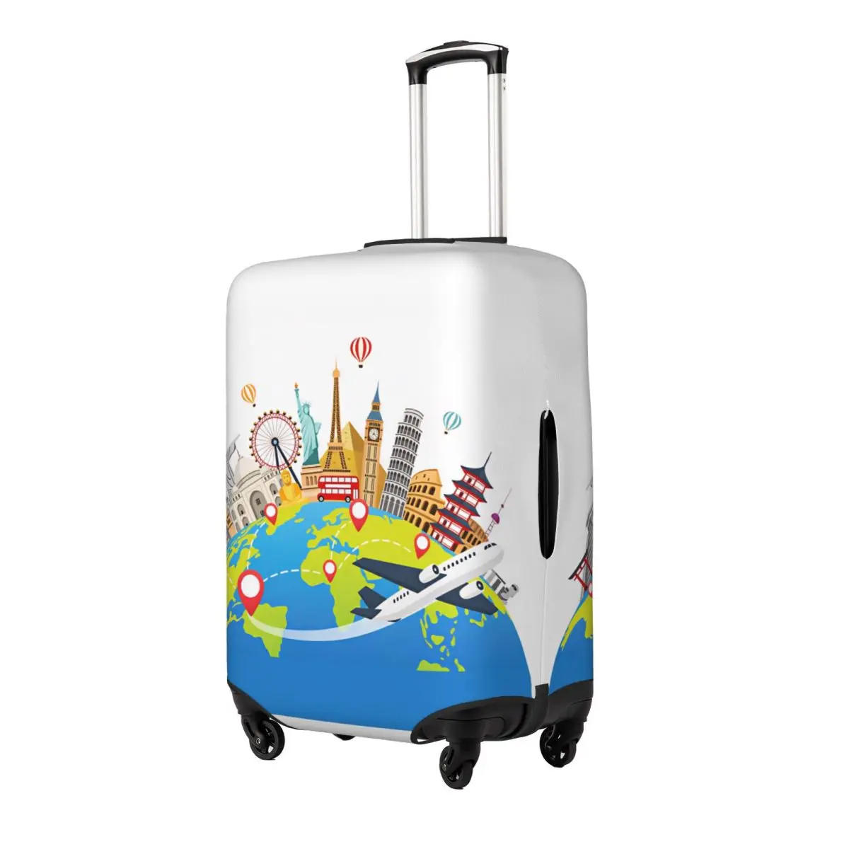 Tourism Day With Landmarks Suitcase Cover Flight Fun Luggage Accesories Cruise Trip Protector
