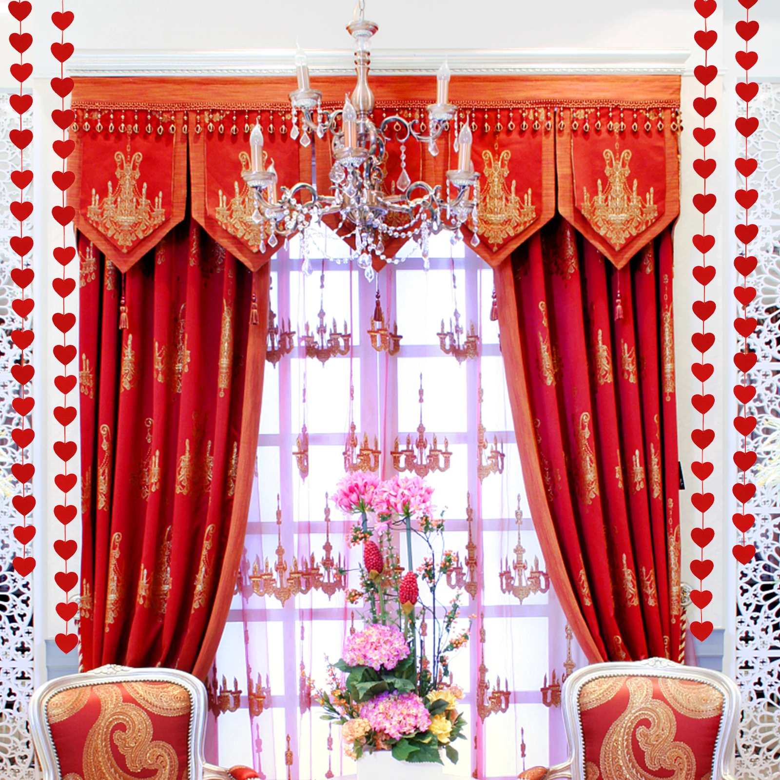 

4Pcs Heart Shape Felt Valentine Hanging Decorations Party Pendants Wedding Door Wall Decor Romantic Day Decoration