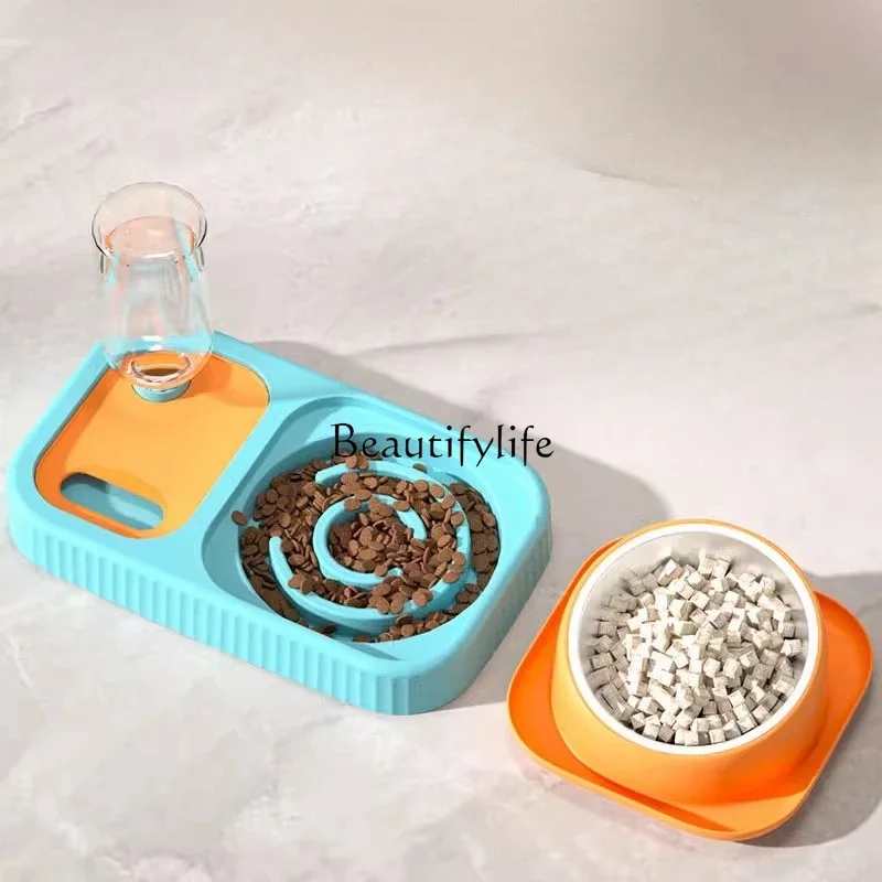 

Y Cat Double Bowl Slow Food Anti-Tumble Dog Stainless Steel Food Basin