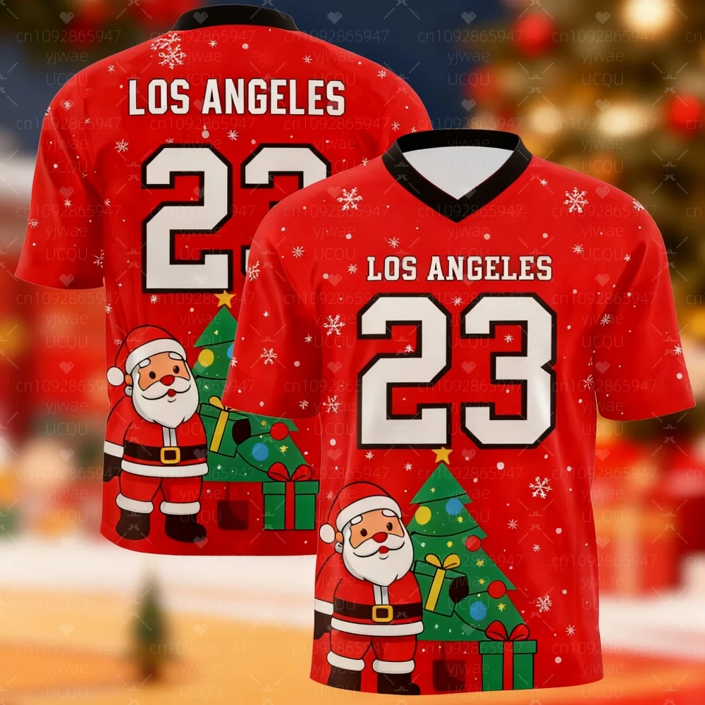 

2025 Christmas Mens 23 Prints T-Shirt Cartoon Santa Claus short sleeve Casual V- Neck Jersey Tee Shirts Men Christmas clothing