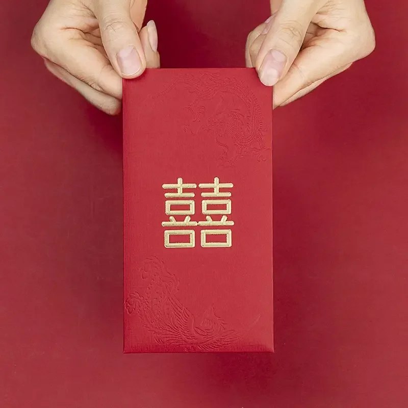 20pcs Wedding Red Envelopes Traditional Marriage Gift Bag Double Happiness Lucky Pocket Chinese  Hongbao Wedding Decoration