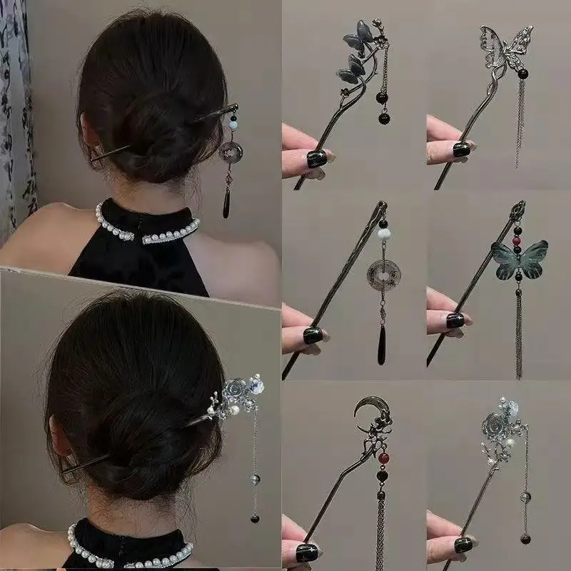 Chinese style Butterfly Tassel Hair Stick for Women Elegant Daily wear Hairpin Fashion girl Hair Accessories
