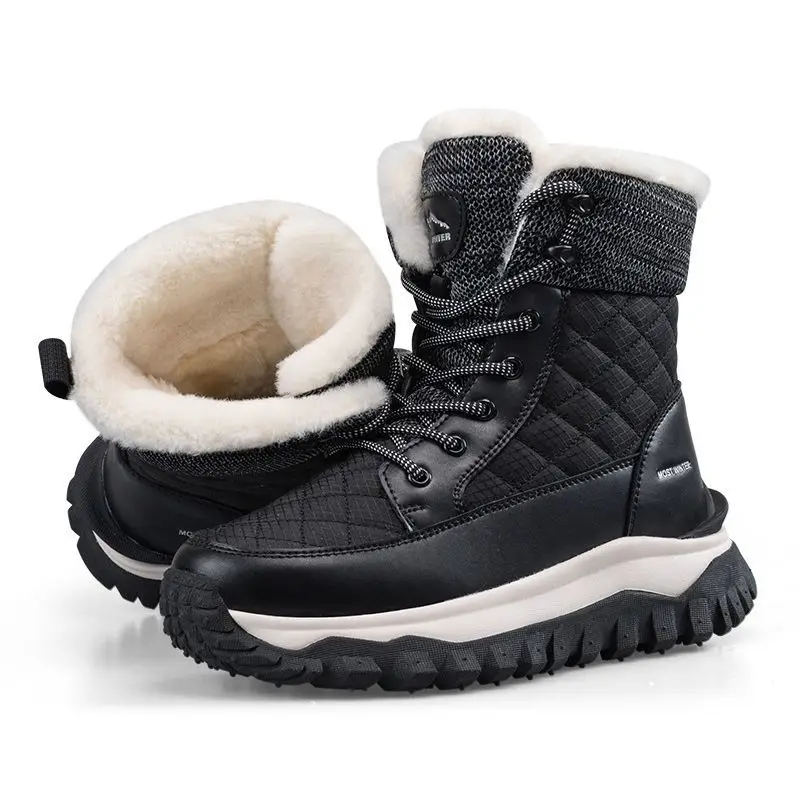 Snow Warm Cotton Boots Thickened Outdoor Hiking Shoes Wear-resistant Non-slip Sports Shoe Men Women Cold-resistant Short Boots