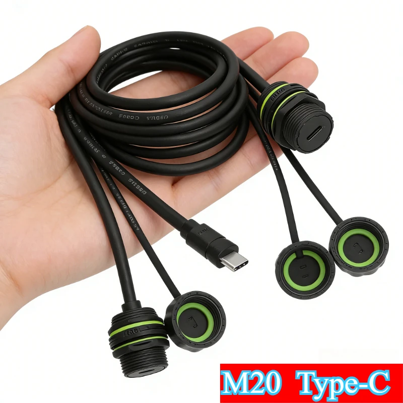 Typ-C M20 Verlängerungskabel Wasserdichter Anschluss Ladekabel USB-C Stecker auf Buchse Verlängerungskabel Chassis-Panel IP68 Steckverbinder