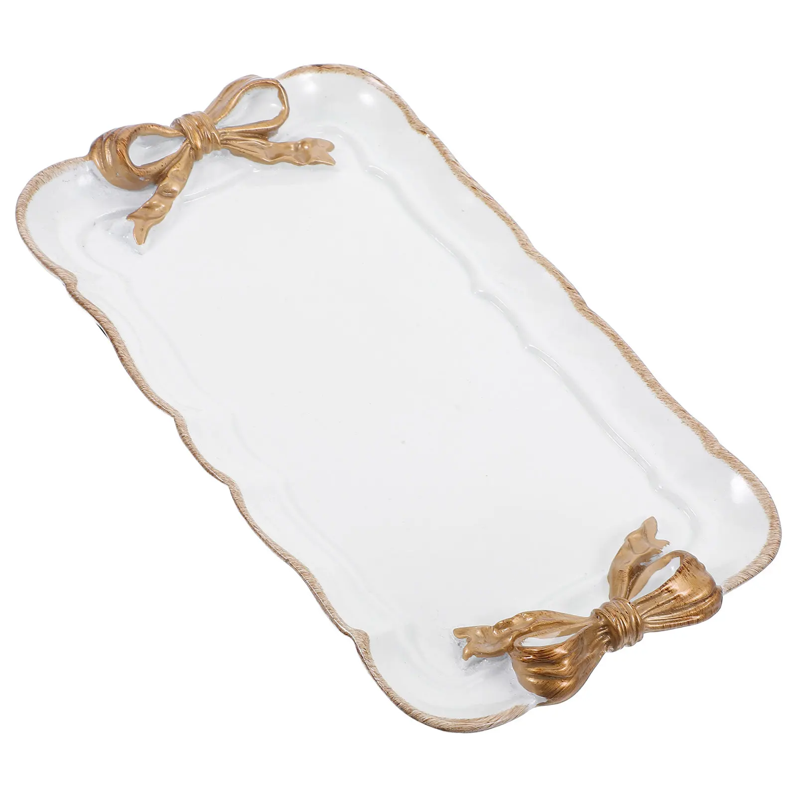 

Premium Resin Bowknot Tray Hand-Painted Romantic Macaron Tone Jewelry Dish Dessert Snack Plate Home Decor Photo Prop Party
