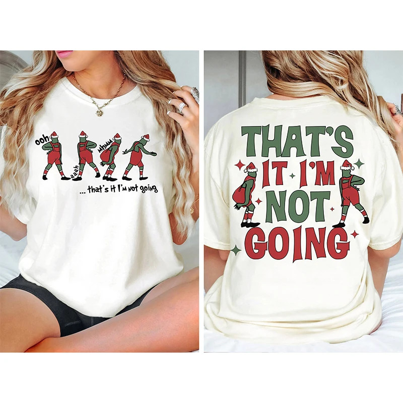 Christmas Quirky Printed Pure Cotton Round Neck Women\'S Short Sleeved T-Shirt Loose Oversized Sports Fashion Casual Shirt 