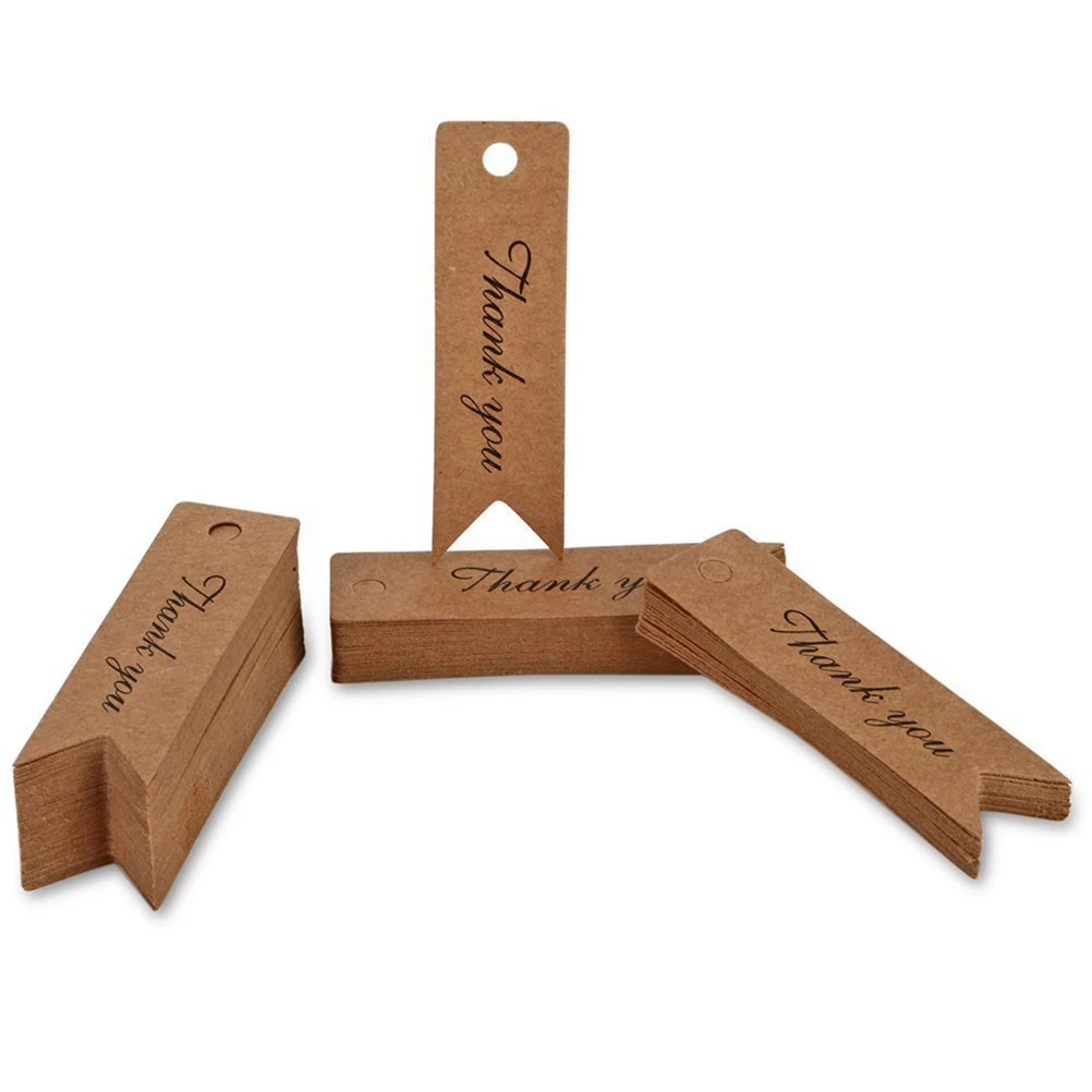 

100pcs Kraft Paper Tags Fish Tail Scalloped Craft Cards for Wedding Party DIY Gift Labels Baking Tips Price Tags