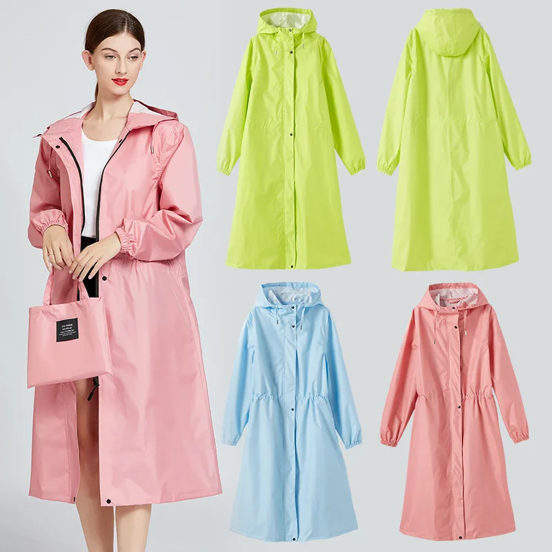 Lightweight Breathable Women Raincoat With Zip Waterproof Long Rain Coat Adults Outdoor Windproof Men Hiking Rainwear Jacket