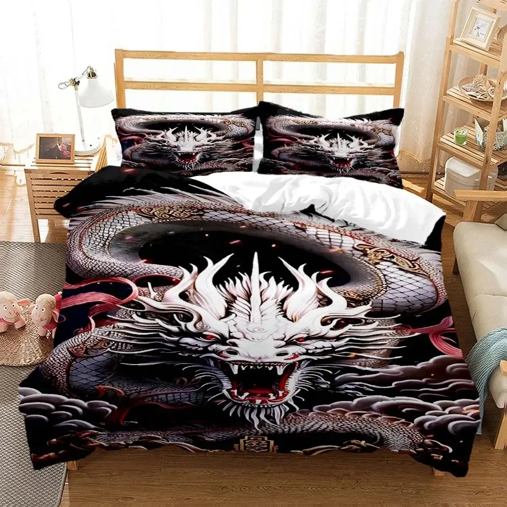 3D Dragon Tier Printed Queen Bedding Set Customized King Size Bedding Set Soft and Comfortable  Bedding Set Luxury
