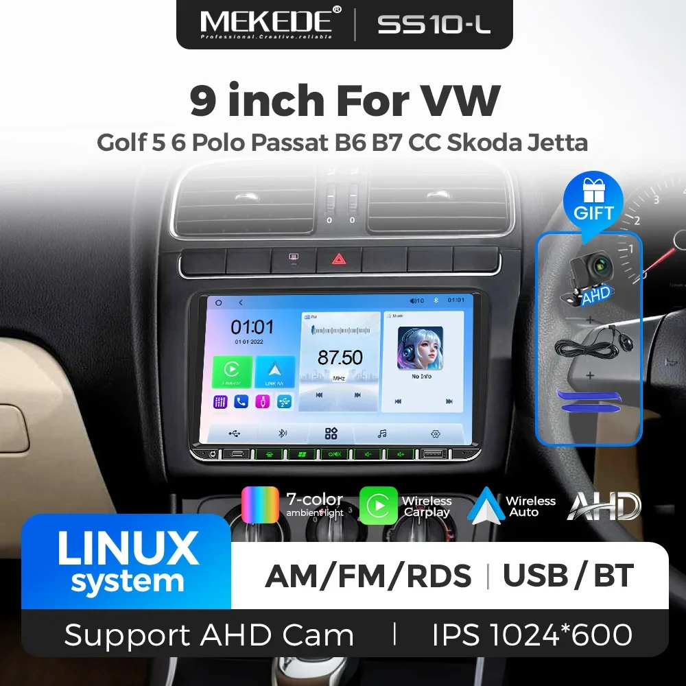 MEKEDE 9inch Liunx Car Radio For Volkswagen Skoda Octavia Golf 5 6 Touran Passat B6 Polo Jetta shark Caddy bt Multimedia Player
