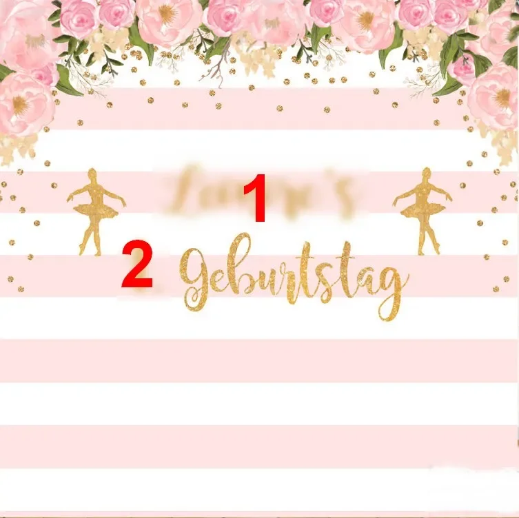 custom floral birthday gold and pink ballerina striped background  High quality Computer print party backdrop