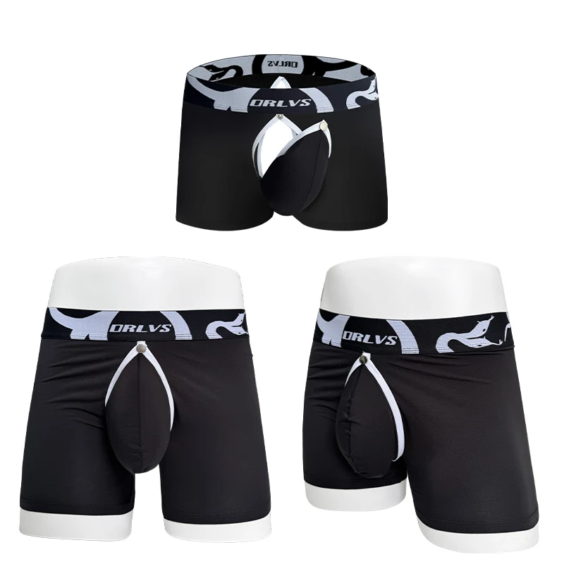 

﻿ 2 шт. мужских трусов с открытой промежностью и цветовыми вставками | Съемный чехол и ажурный дизайн | Мягкий модал, дышащий и сексуальный