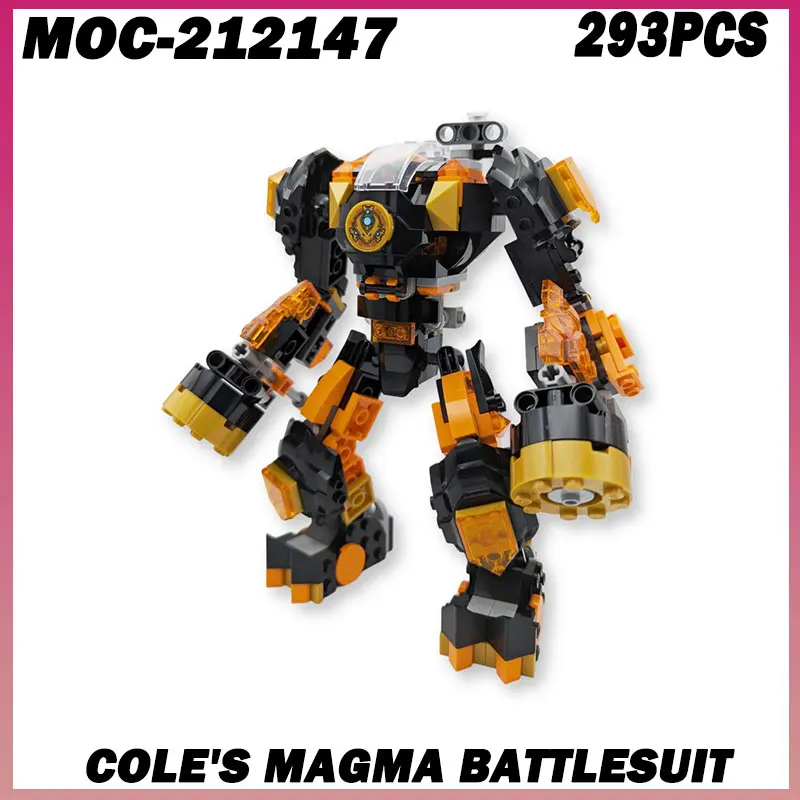 

293 шт. MOC- 212147 Боевой костюм Cole's Magma, модель робота, сборка для мальчика, строительные блоки, игрушка в подарок, детское творческое хобби