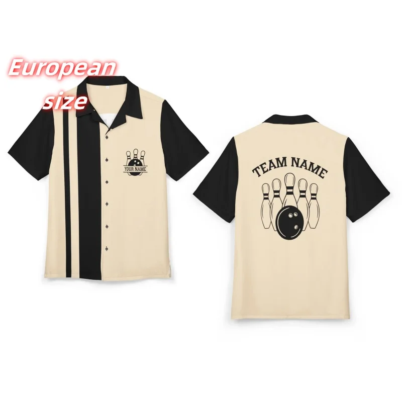 

Stripe Bowling Ball Pattern Hawaiian Shirt For Men Customized 3D Print Aloha Shirts Summer Loose Lapel Tops Blouses Short Sleeve