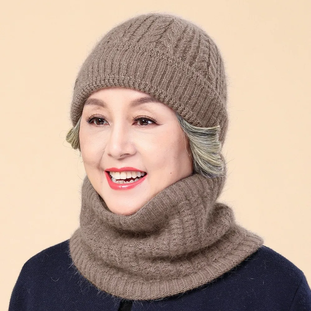 Outdoor Winter Warm Knitted Beanies Windproof Thick Warm Hat Neck Warmer Set Gift Ear Protection Winter Hat Scarf Set Unisex