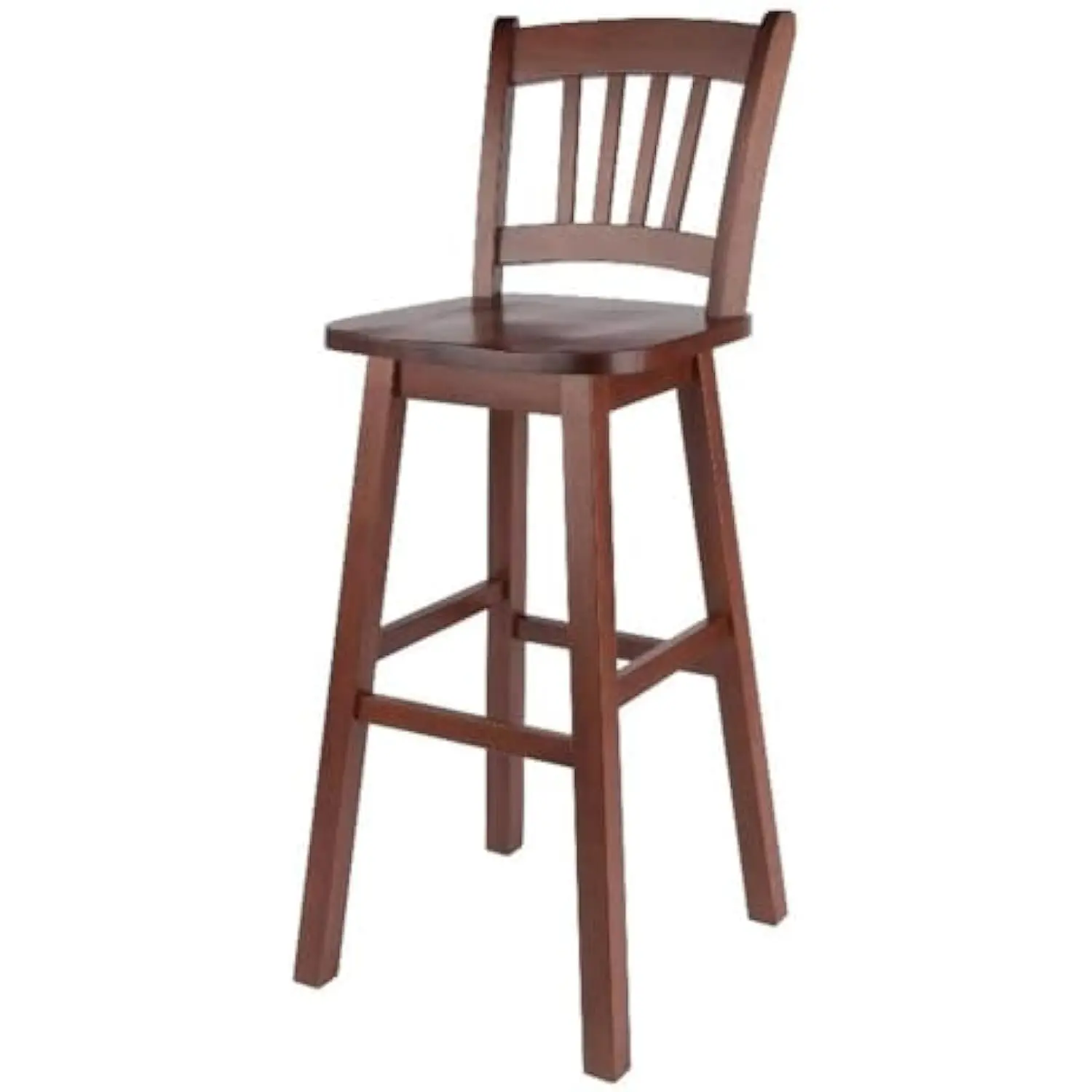 

Fina Swivel Seat Bar Stool, 30in Height, Solid Wood, Walnut Finish