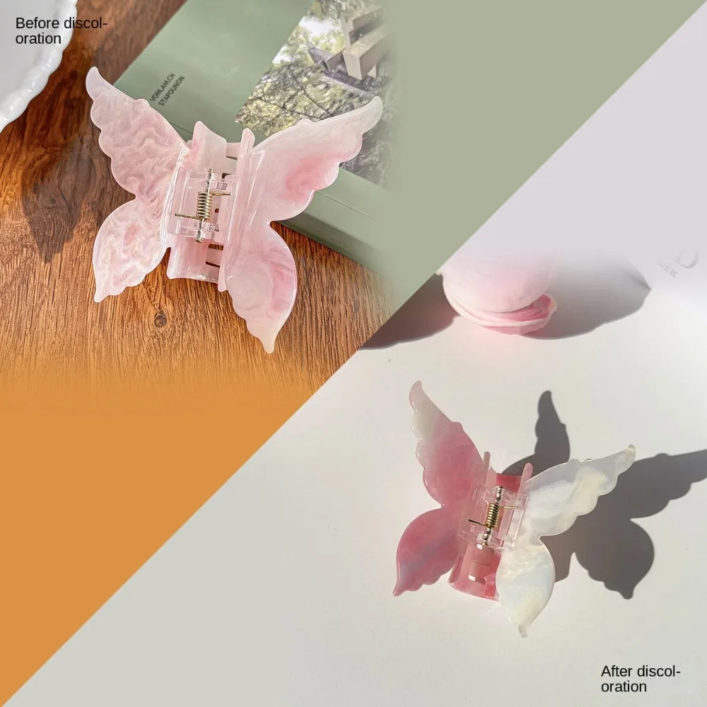 Color Changing Acetate Butterfly Hair Claw Colorful Gradient Color Butterfly Hair Clip Grab Clip Headdress Large Shark Clip