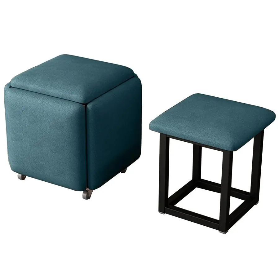 Banco otomano 5 en 1, PUF otomano anidado, silla tipo cubo, Pufs pequeños, taburete para pies, mesa de centro, taburete apilable para sofá, taburete móvil
