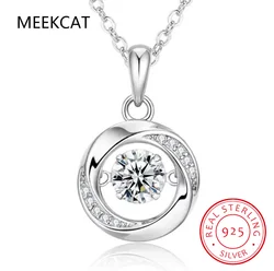 0.5CT Sparkling Dancing Moissanite Pendant Necklace for Women Wedding Anniversary Gift 925 Sterling Silver Fine Jewelry MSN014
