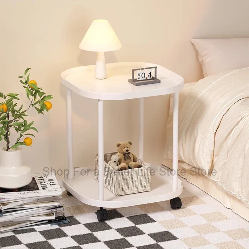 

Bedroom Mobile Nightstands Nordic Makeup Minimalist White Bedside Table On Wheels Kawaii Pretty Table De Chevet Home Furniture