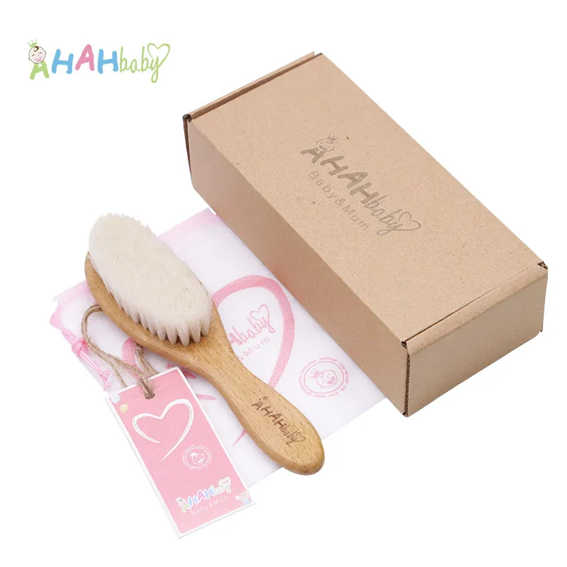 Custom Name Baby Hair Brush for Hair Personalized Logo Baby Brush Soft Goat Bristle Kids Hair Brush Newborn Hair Comb for Care