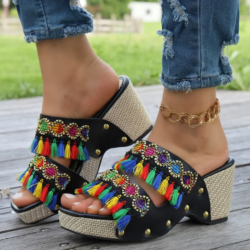 Bohemian Style Women Flip Flops Summer Beach Platform New Style Woman Slippers Summer New Unique Shoes Women Fashion Sandals
