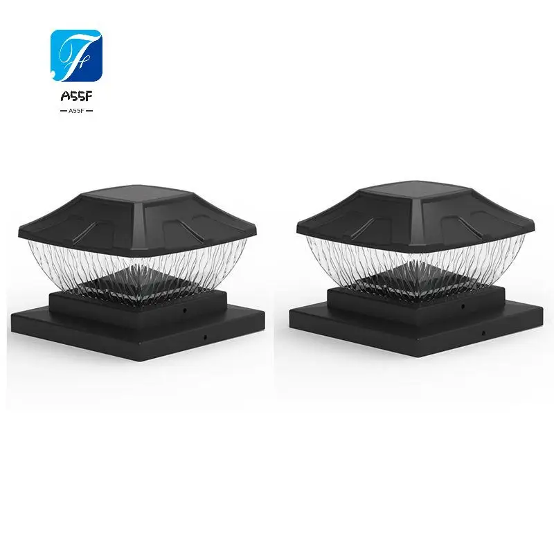 A55F-Solar Post Cap Lights Outdoor - 2 Pack 2 Modes Solar Deck Fence Lights, IP65 Waterproof Solar Powered Light Posts
