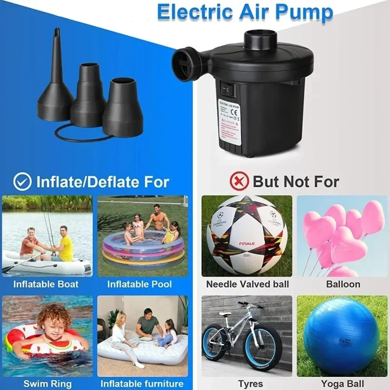 Electric Inflatable Pump Mini Air Cushion Portable Camping Pump Rapid Filling Mattress Swimming Pool Air Filling Blower Injector