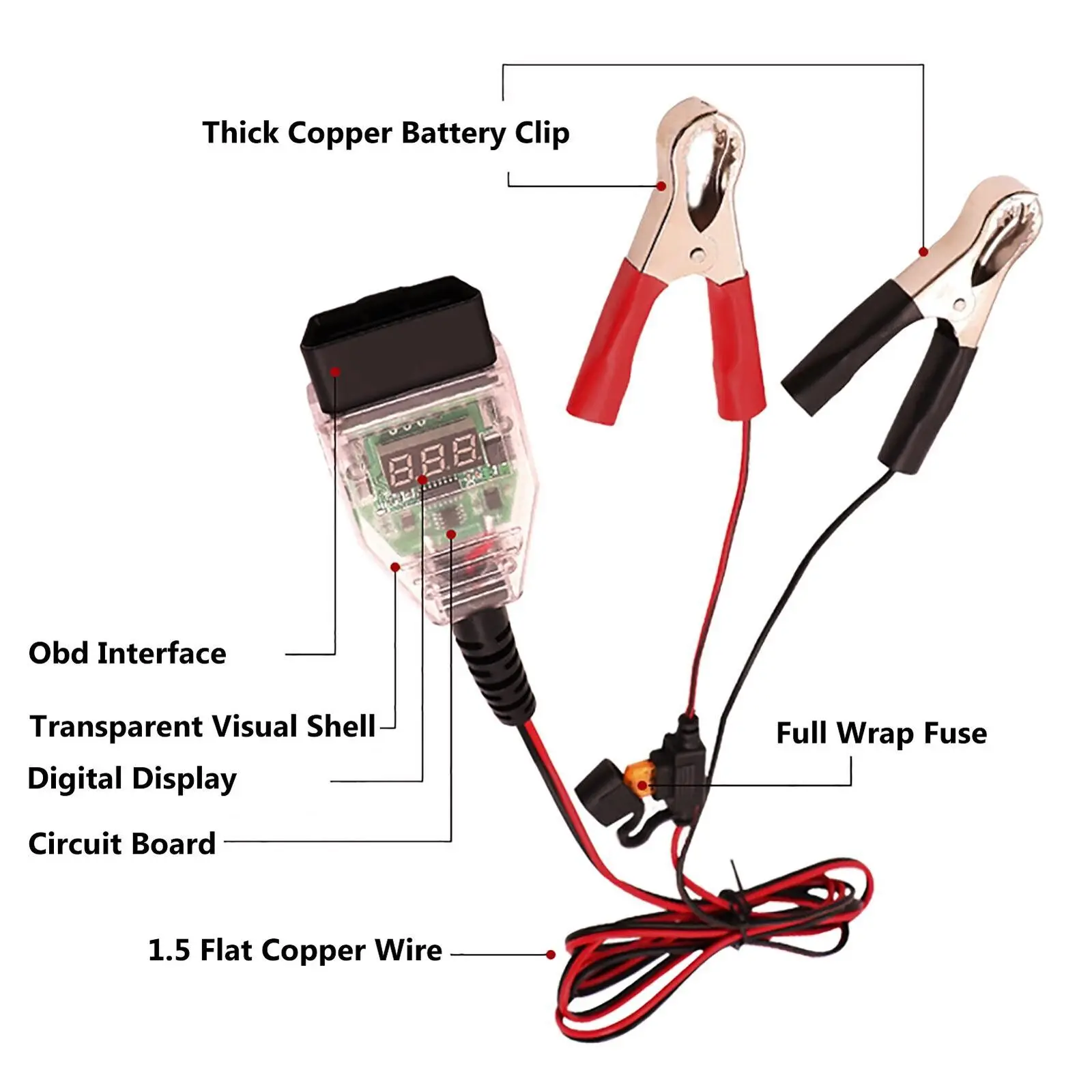 Universal 12V Professional OBD2 Digital Display Car Automotive Computer ECU Memory Saver Battery Safe Replacement Tool