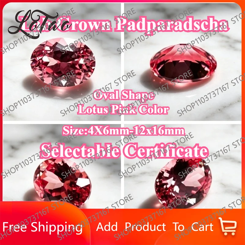 

High Quality Lab Grown Padparadscha Oval Shape Lotus Pink Color Gemstone for DIY Charms Jewelry Making Selectable Certificate