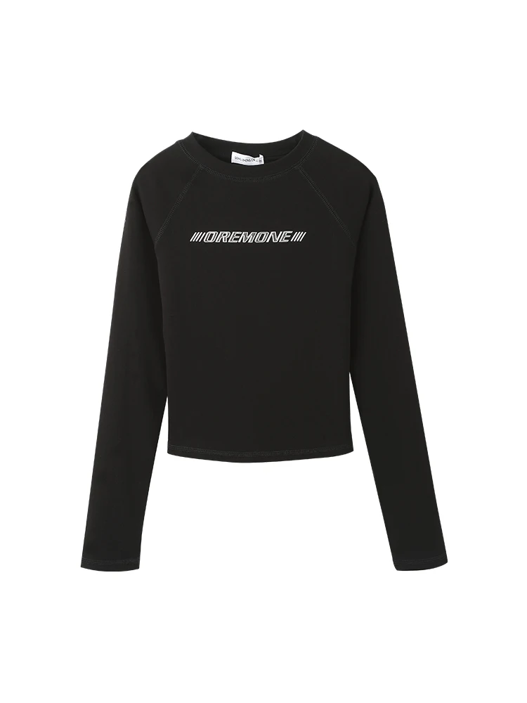 تي شيرت نسائي من القطن الخالص Bla ort Sve طويل Sve بعرض الكتف مقاس عادي تصميم غير رسمي مطبوع قاعدة irt #5