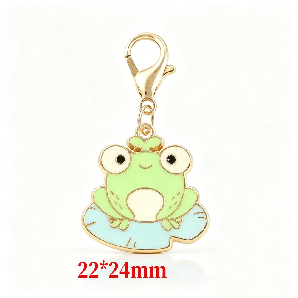 6/15 Stück Kawaii Frosch-Schlüsselanhänger aus Zinklegierung mit Karabinerverschluss, trendige Taschenanhänger, Damen-Accessoires, Großpackung, Geschenk für Feiertage und Geburtstage – Detail 5