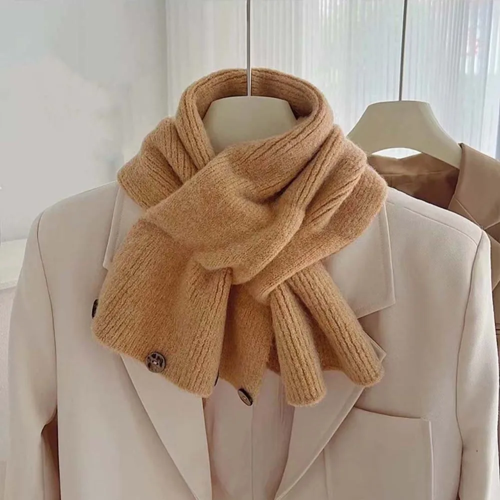 Thickened Solid Color Scarf Thermal Tippet Skin-friendly Yarn Korean Style Neckwarmer Windproof Guard Chic Shawls