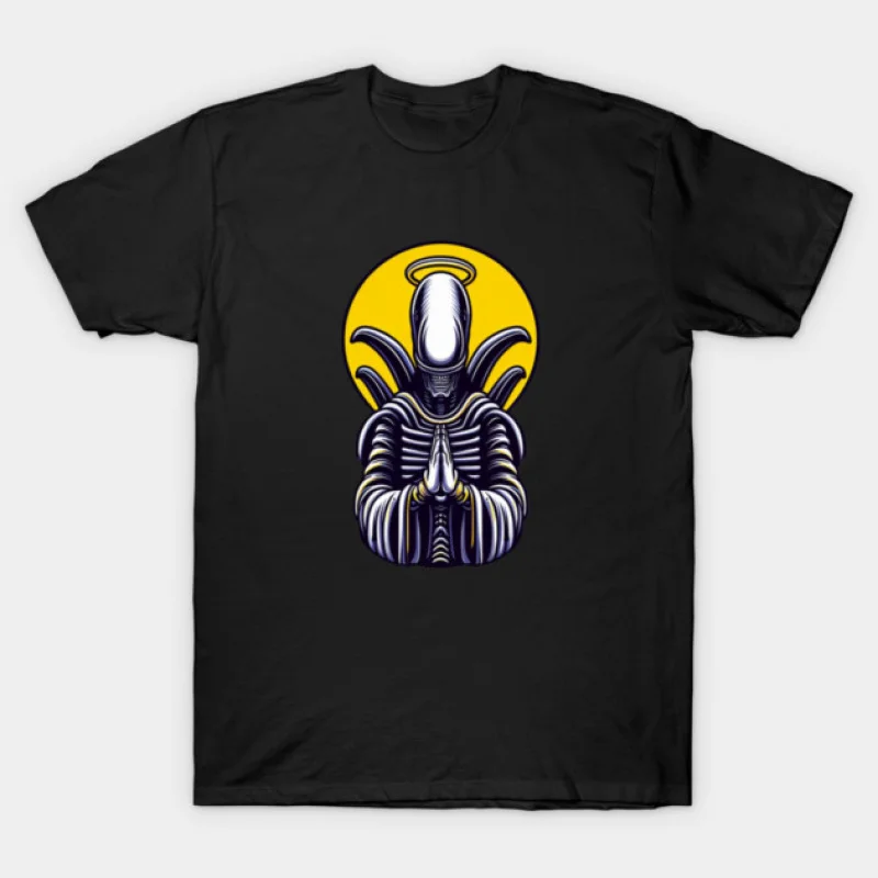 

Saint Xenomorph 80s Horror movie Weyland Sci-Fic Alien Gift T-Shirt 100% cotton printed Graphic clothes All size tops S-6XL
