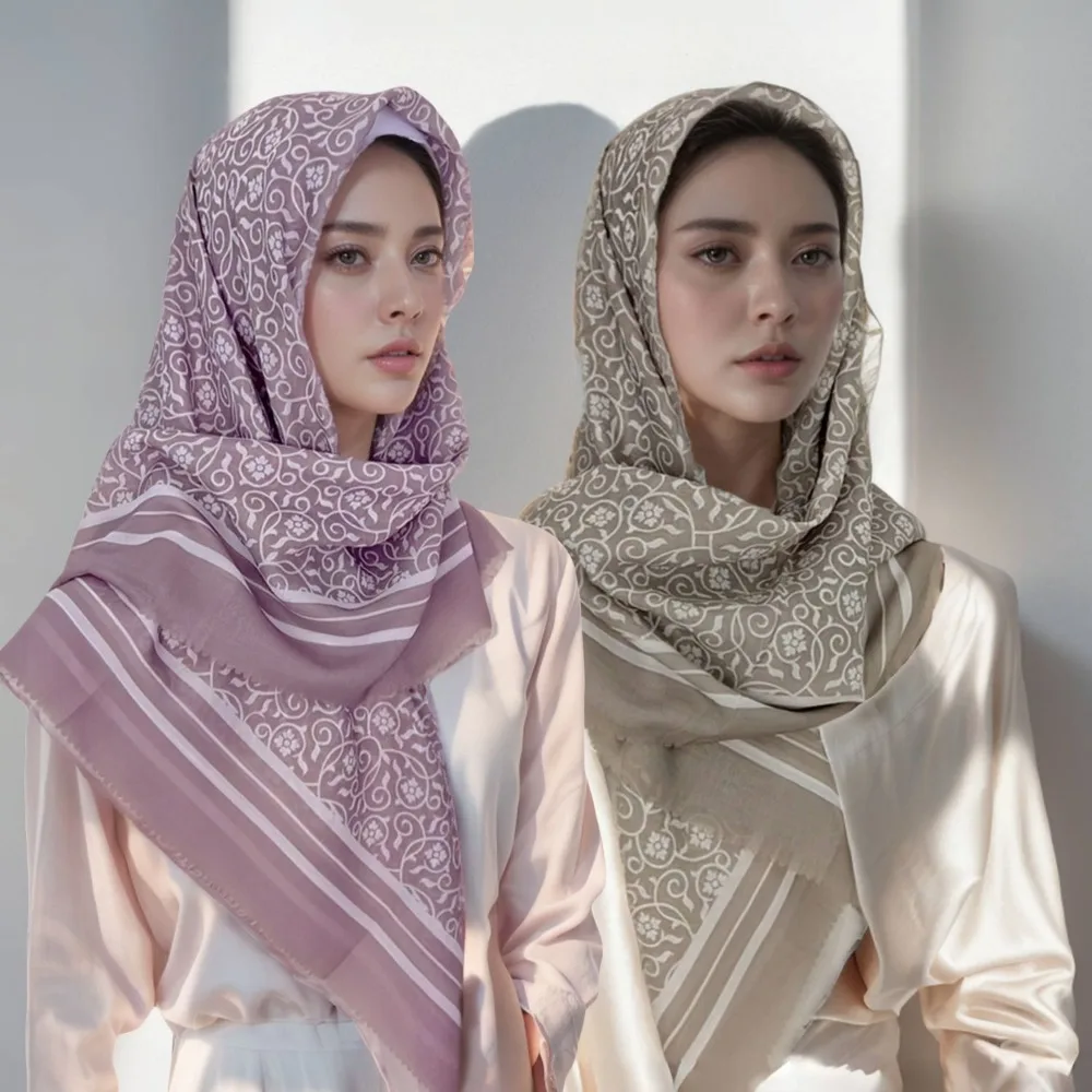 Nieuwe Print 110 cm Vierkante Voile Sjaal Katoen Moslim Hijab Maleisische Gedrukt Wrap Damesmode Hoofddoek Sjaal