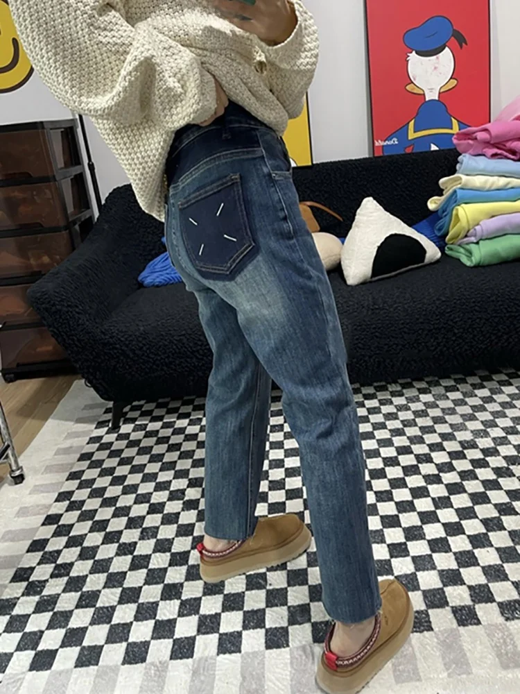 

Deep Blue Straight Leg Jeans High Waist Slimming Winter Cigarette Pants Women's plus Size New Arrival 2026 Autumn Winter