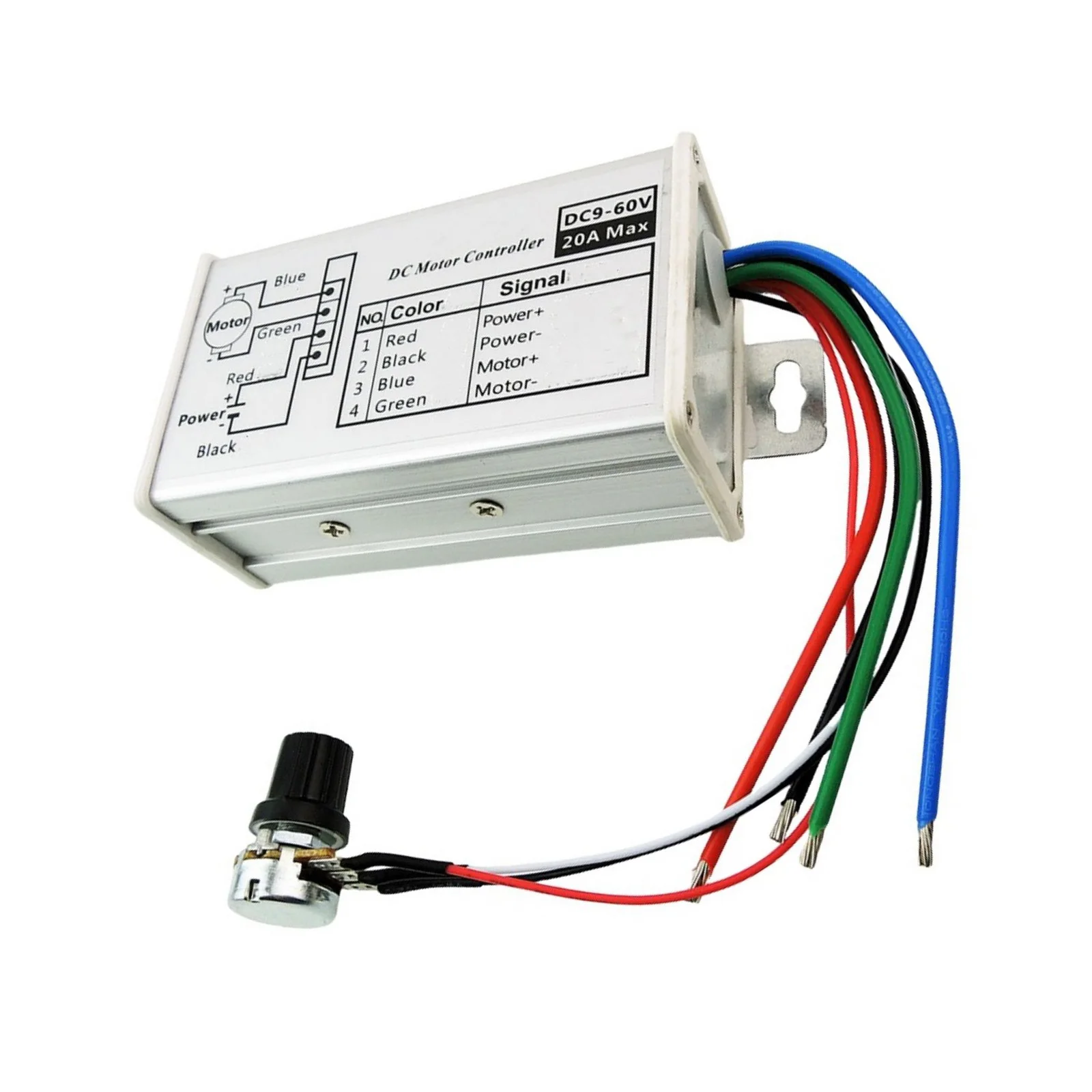 Stepless PWM DC Motor Driver Speed Controller DC 9V-60V 12V 24V 60V 20A DC Motor Controller PWM Speed Regulator