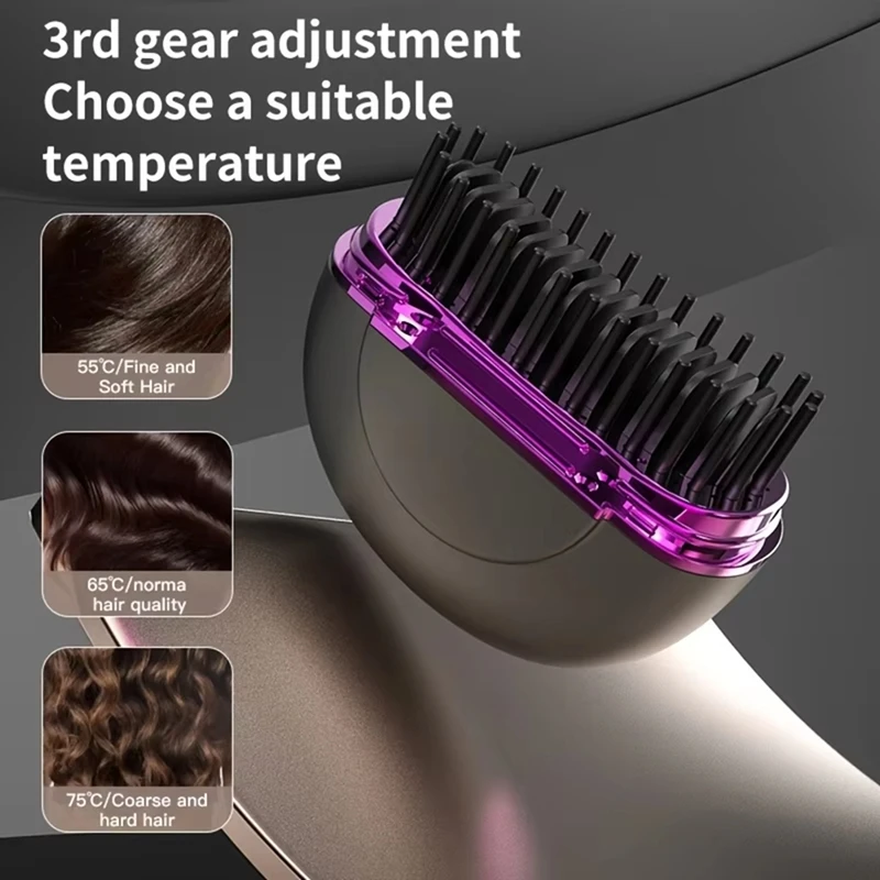Wireless Rechargeable Travel-Friendly Portable Ionic Hair And Beard Straightener Brush,Mini Hair Stylereco-Friendly Packaging