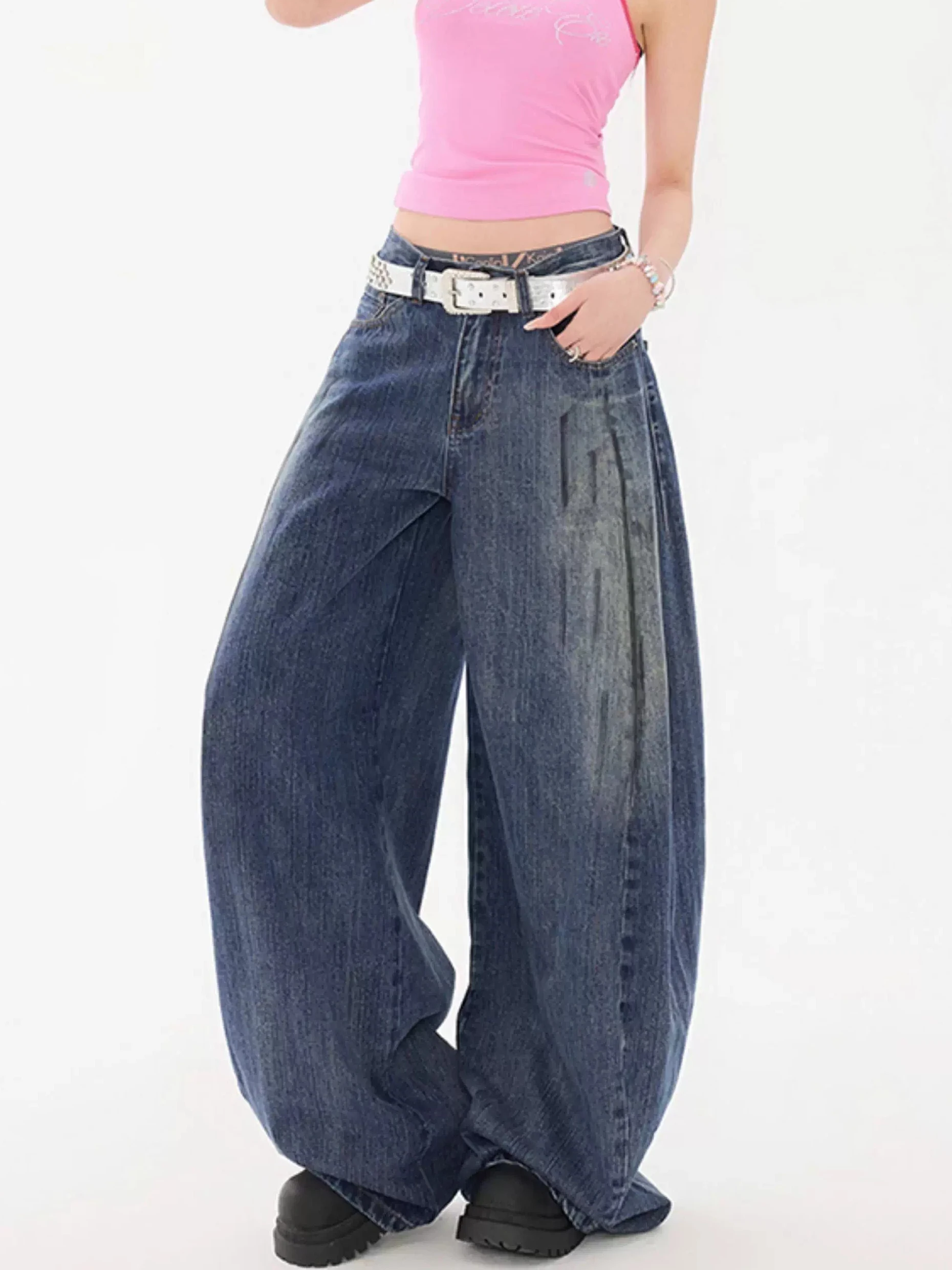 

Американские повседневные широкие джинсы для мужчин и женщин, винтажные свободные летние брюки в стиле ретро, прямые джинсы-трубы