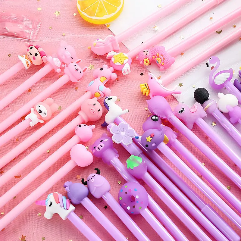 10Pcs/Lot Cute Kawaii Unicorn Pony Gel Pen 0.5mm Black Blue ink Refill Pen Random Pen Office School Stationery Kids Pens Gifts