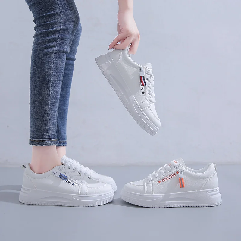 2023 Korean Casual Breathable Board Women 39 Sneakers Leather Running Shoes Flats Female Fashion Tenis White Zapatos De Mujer