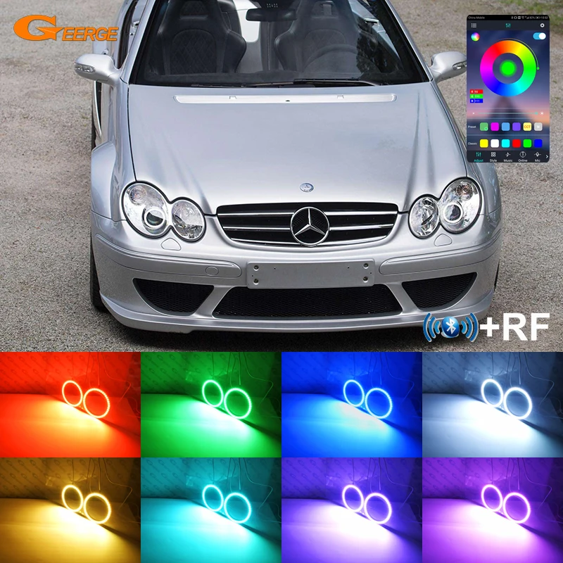 

For Mercedes Benz CLK CLASS W209 C209 A209 2003 - 2009 Bluetooth App Ultra Bright Multi-Color RGB Led Angel Eyes Kit Halo Rings