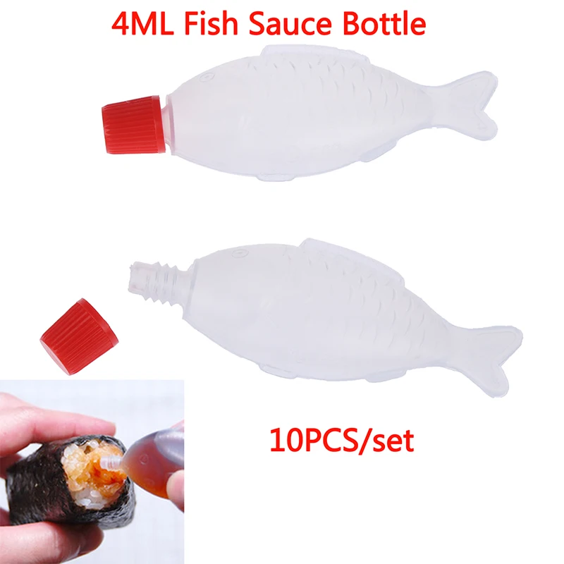 10Pcs 4ml Fish Shaped Soy Sauce Disposable Sauce Bottle Rice Ball Sushi Bottle Vinegar Bottle School Lunch Picnic Travel Hiking