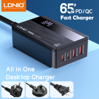 65W USB C Charger LDNIO 4-Port USB C Charger Block with LED Display PPS Multiport Fast Charger Adapter with PD QC4.0 for Laptop