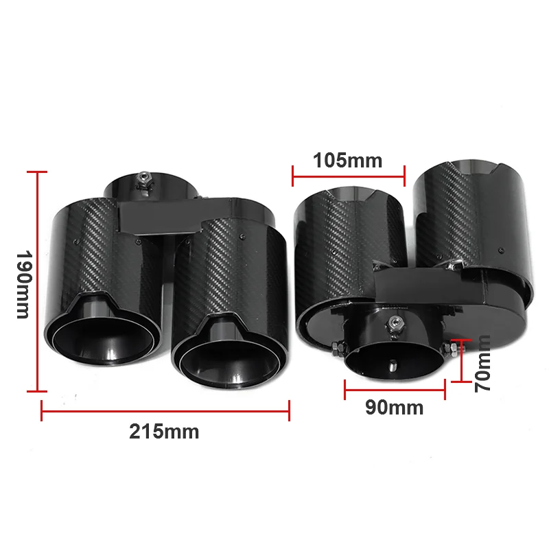 Bolt-On Quad Carbon Fiber Exhaust Tips for BMW X5 G05 X6 G06 X7 G07 2019+  Single Inner Pipe Only Decorative