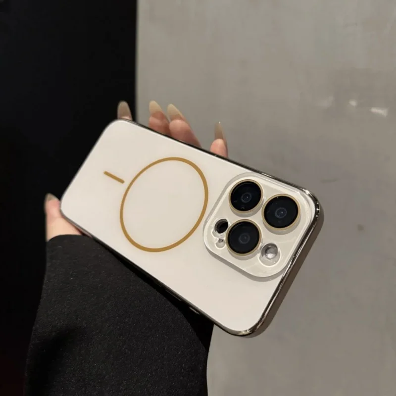 

High-end electroplated fine magnetic phone case compatible with Apple16promax iPhone15/14/13/12Matte Anti-drop Protective Case