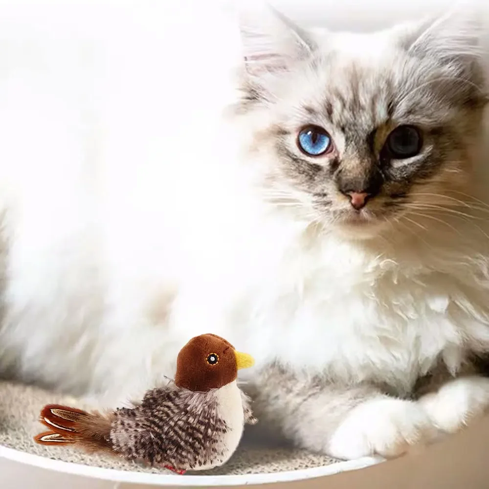 Jouets Interactifs en Forme d'Oiseau Volant pour Chat, Ailes à Battre, Rangée de Rotterdam, Herbe à Chat Vivid Chirpi, Simulation d'Oiseau, Ng