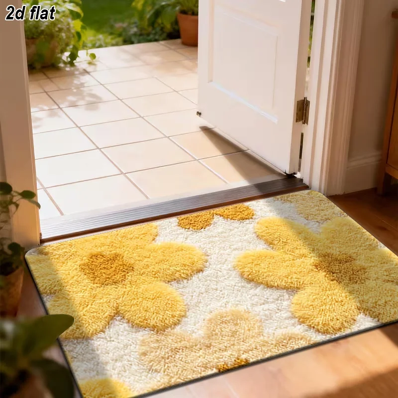 High-Definition Floral Print Kitchen Rug, Suitable for Bathrooms, Living Rooms, Sofas, Dining Tables, and Entryways